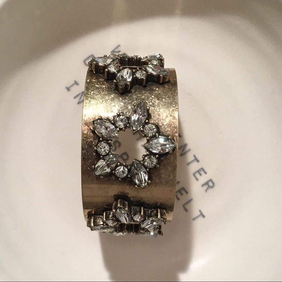 Gold Crystal Embellished Bracelet Wrist Band - Picture 2 of 6